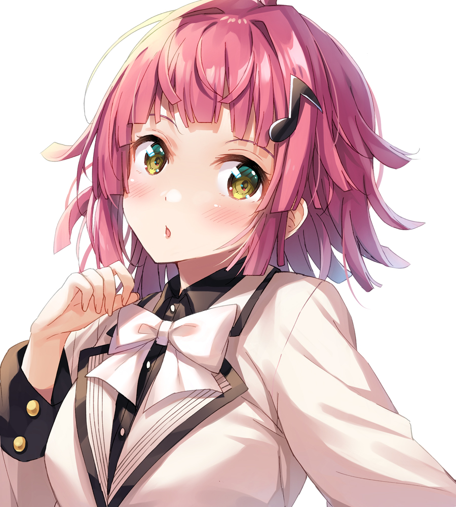 1girl, blunt_bangs, blush, bow, bowtie, commentary_request, future_parade_(love_live!), hair_ornament