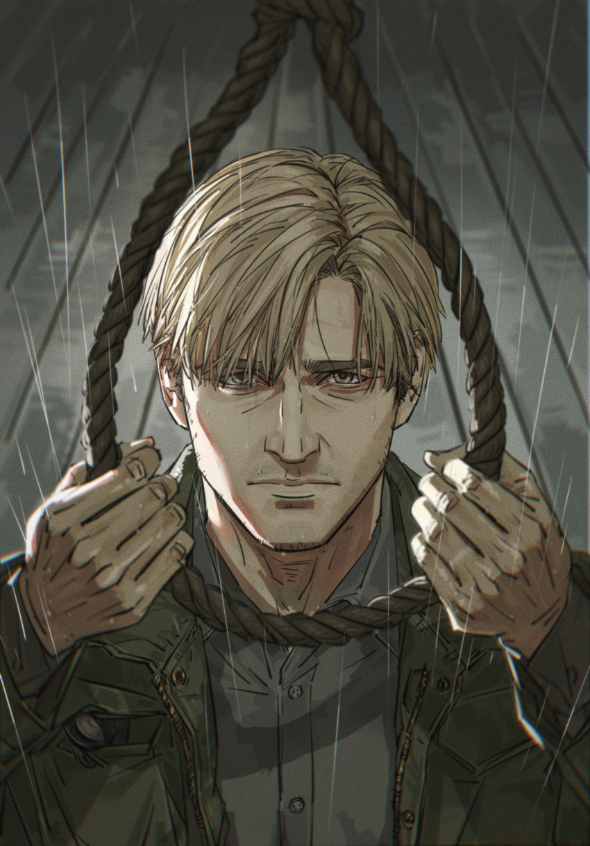 1boy, absurdres, brown_hair, buttons, closed_mouth, coat, commentary, english_commentary