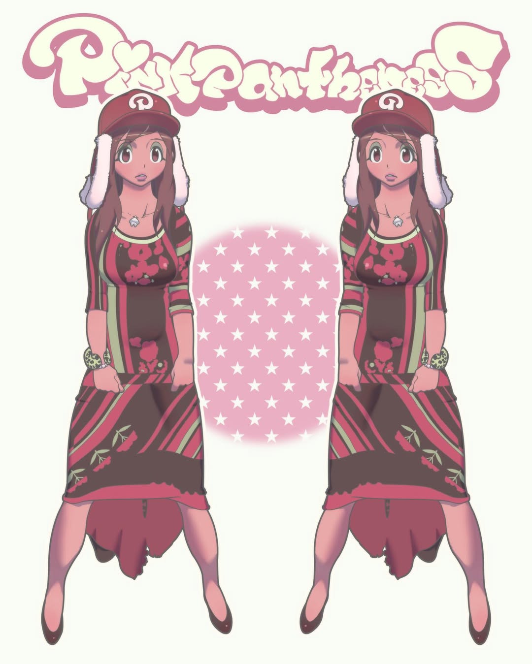 1girl, animification, baseball_cap, black_dress, black_shoes, breasts, brown_eyes, brown_hair
