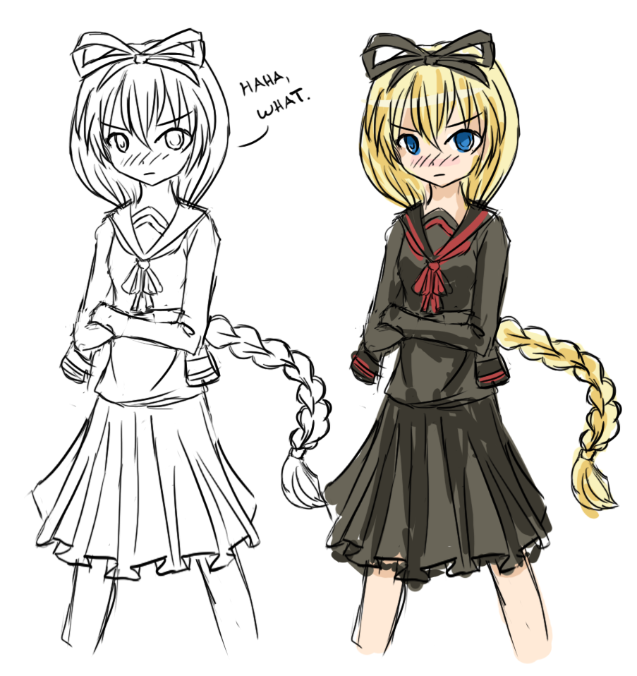 blonde_hair, blue_eyes, blush, bow, drawfag, hair_bow, kowai_tsuriko, long_hair