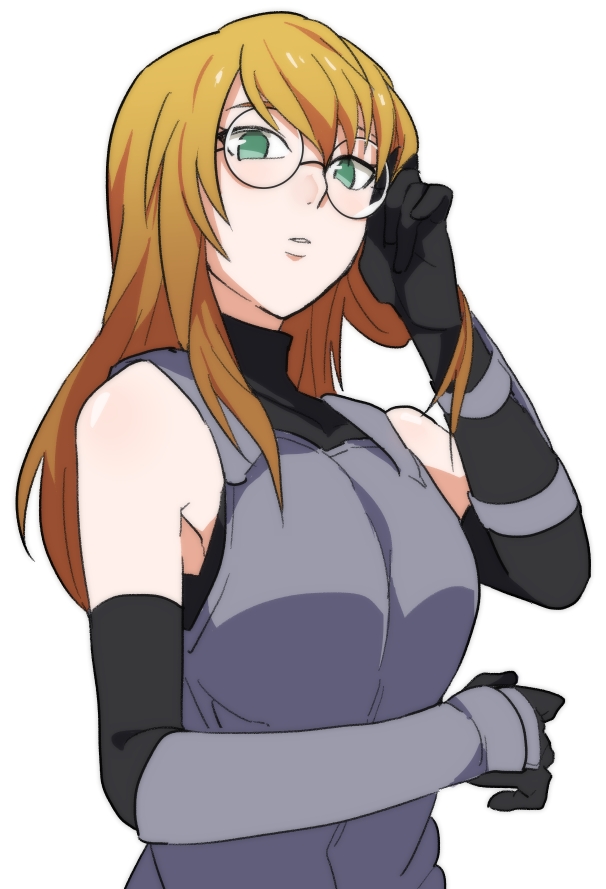 1girl, bad_id, bad_pixiv_id, bare_shoulders, bidarian, black_gloves, blonde_hair, elbow_gloves