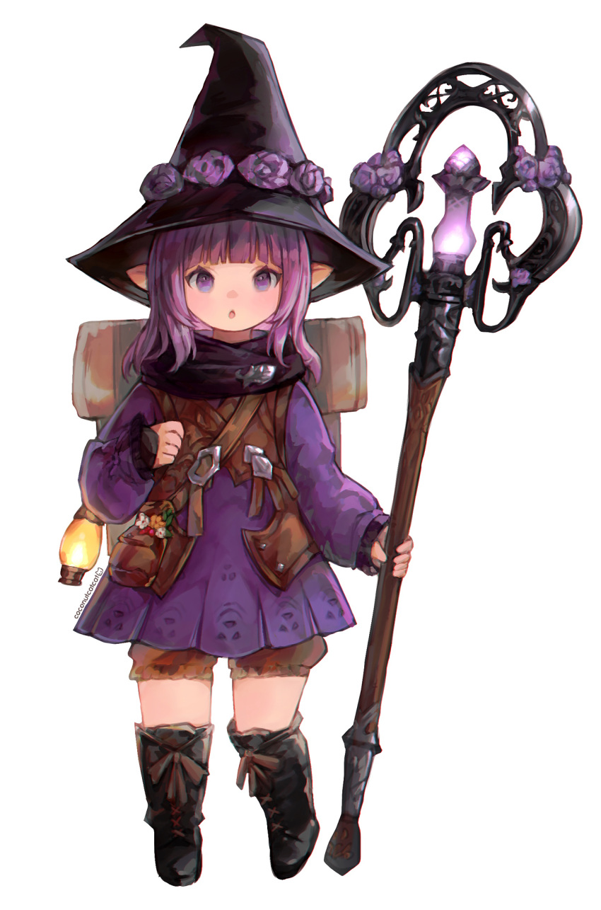 backpack, bag, black_boots, black_hair, black_mage_(final_fantasy), boots, coconutcatcat, dress