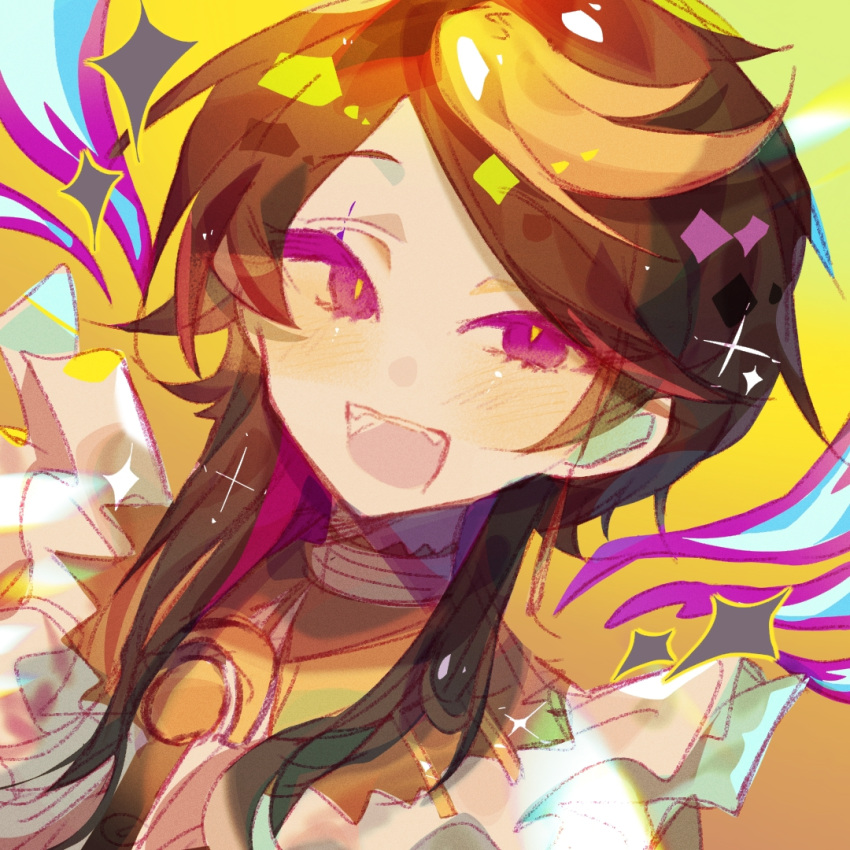 1boy, black_hair, blonde_hair, chinese_commentary, commentary_request, fangs, lllzlllz, male_focus