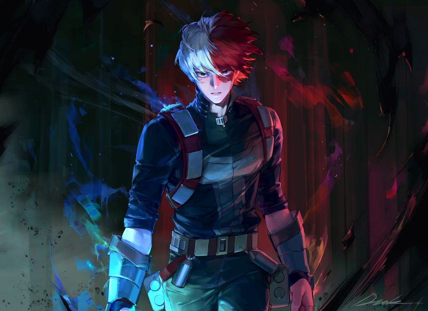 1boy, absurdres, black_eyes, blue_eyes, boku_no_hero_academia, burn_scar, cowboy_shot, dongzak_o0