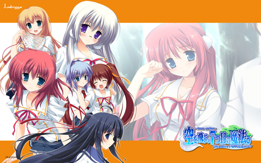 himenoouji_karen, kasadate_shizuka, kumonomi_misora, ooba_kagerou, sagara_maiko, seifuku, sora_wo_tobu_mittsu_no_houhou, sora_wo_tobu_nanatsume_no_mahou, suzushiro_akari, torii_karin, wallpaper
