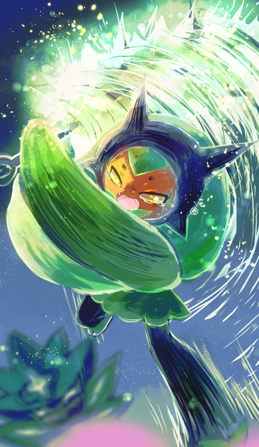 absurdres, bright_pupils, commentary_request, crying, fangs, full_body, glowing, glowing_weapon