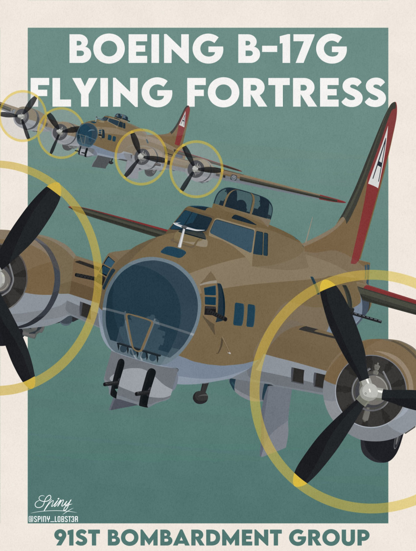 absurdres, aircraft, aircraft_turret, airplane, artist_name, b-17_flying_fortress, bomber, border, browning_m2, english_text, green_background, gun, heavy_machine_gun, highres, machine_gun, military, military_vehicle, no_humans, original, propeller, spiny_(spiny_lobster), twitter_username, united_states_air_force, vehicle_focus, vehicle_name, weapon, white_border
