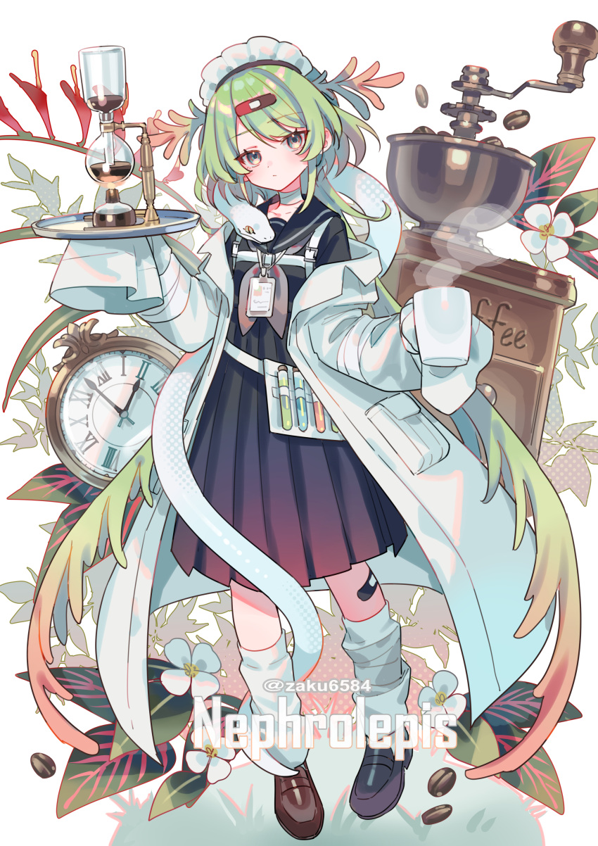 1girl, absurdly_long_hair, absurdres, bandaid, bandaid_on_leg, black_sailor_collar, black_skirt, brown_shoes