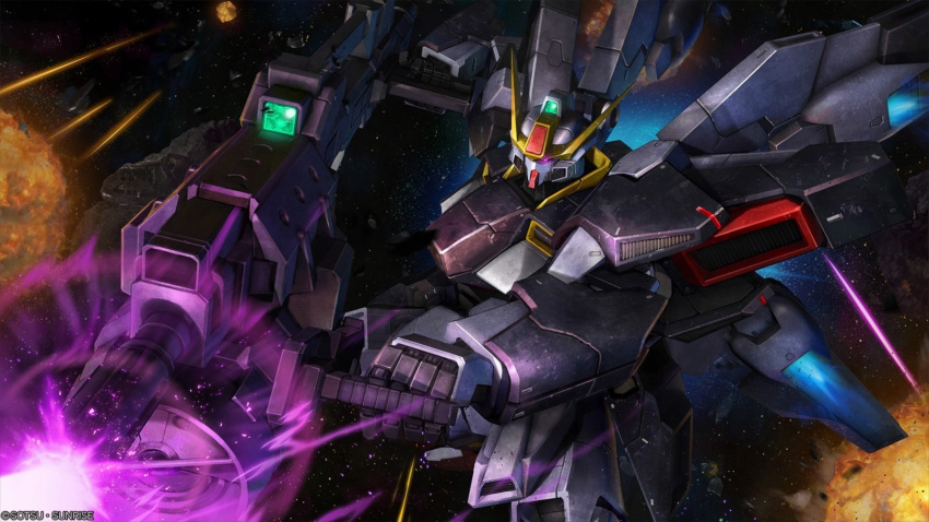 battle, beam_cannon, company_name, copyright_notice, energy, energy_beam, explosion, firing