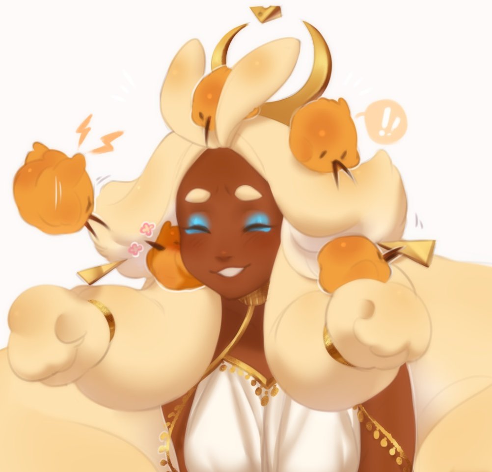 1girl, :3, bird, blue_dress, breasts, cookie_run, cookie_run:_kingdom, dark-skinned_female