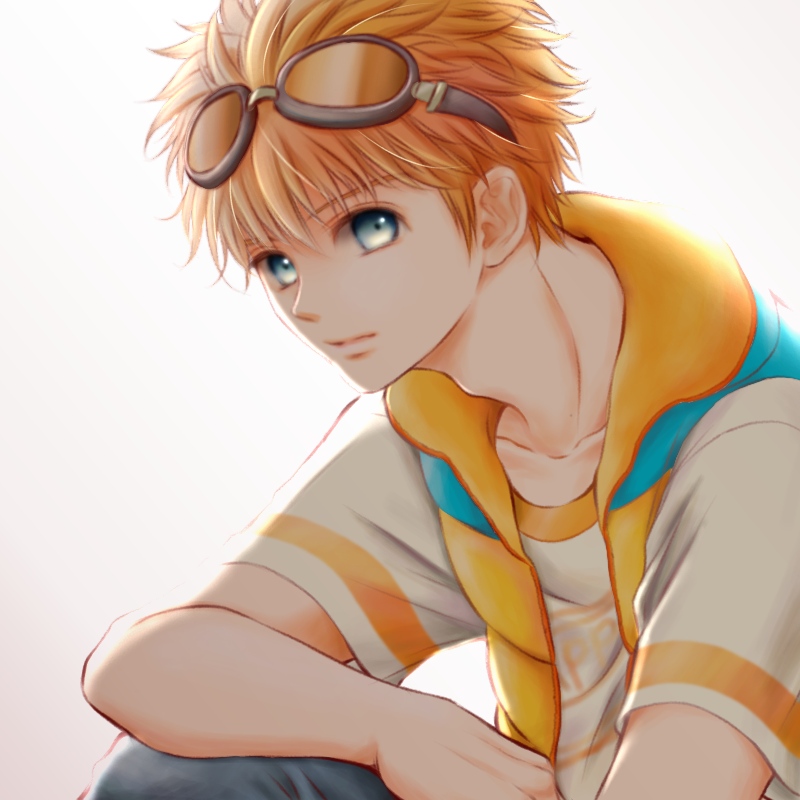 1boy, adam's_apple, azu_rin_go, backlighting, blue_eyes, bokujou_monogatari, bokujou_monogatari:_hajimari_no_daichi, closed_mouth