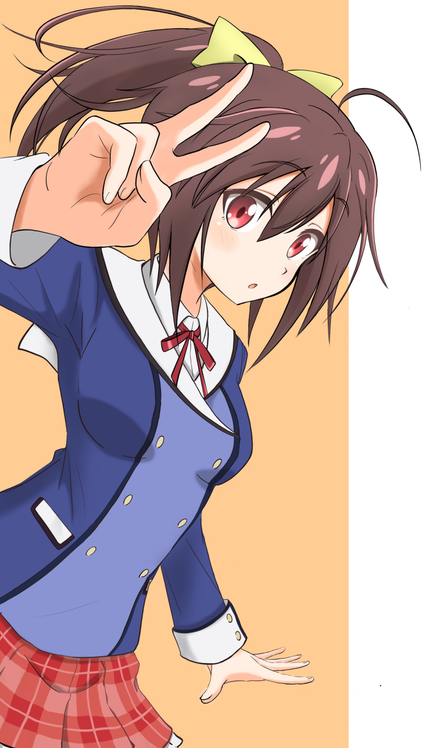 1girl, :o, absurdres, ahoge, blue_jacket, blush, bow, breasts