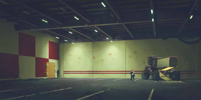 2others, backpack, bag, cable, garage, highres, indoors, keypad