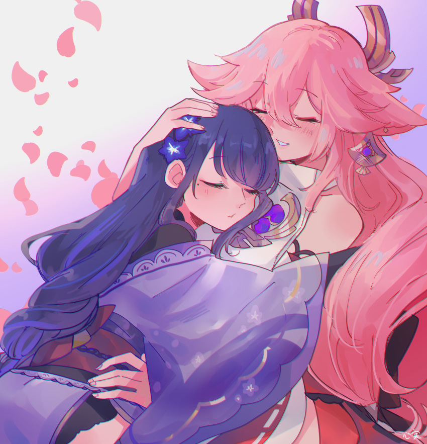 2girls, absurdres, animal_ear_piercing, animal_ears, back, bare_shoulders, black_panties, blunt_bangs