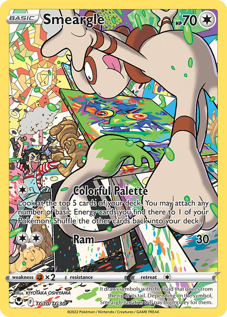 1boy, apron, artist_(pokemon), artist_name, black_hair, canvas_(object), card_(medium), character_name