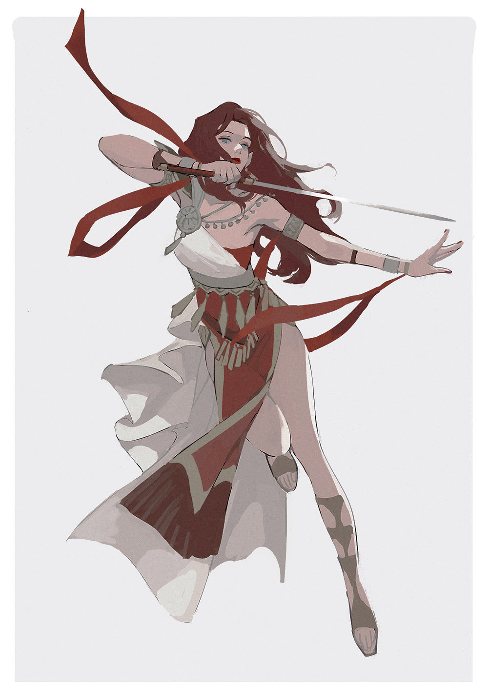 1girl, ancient_greek_clothes, armlet, brown_hair, dancer, dancer_(fire_emblem:_three_houses), dorothea_arnault, dress