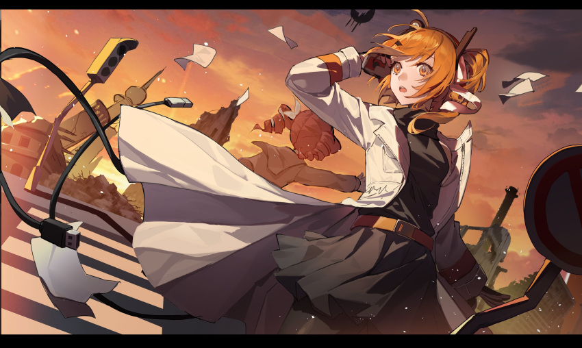 2girls, a.i._voice, absurdres, adachi_rei, amely_elden, belt, black_shirt, black_skirt