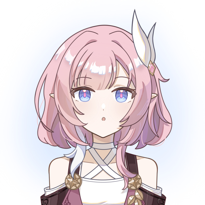 1girl, :o, blue_eyes, chinese_commentary, coat, commentary_request, criss-cross_halter, cyrene_(honkai:_star_rail)