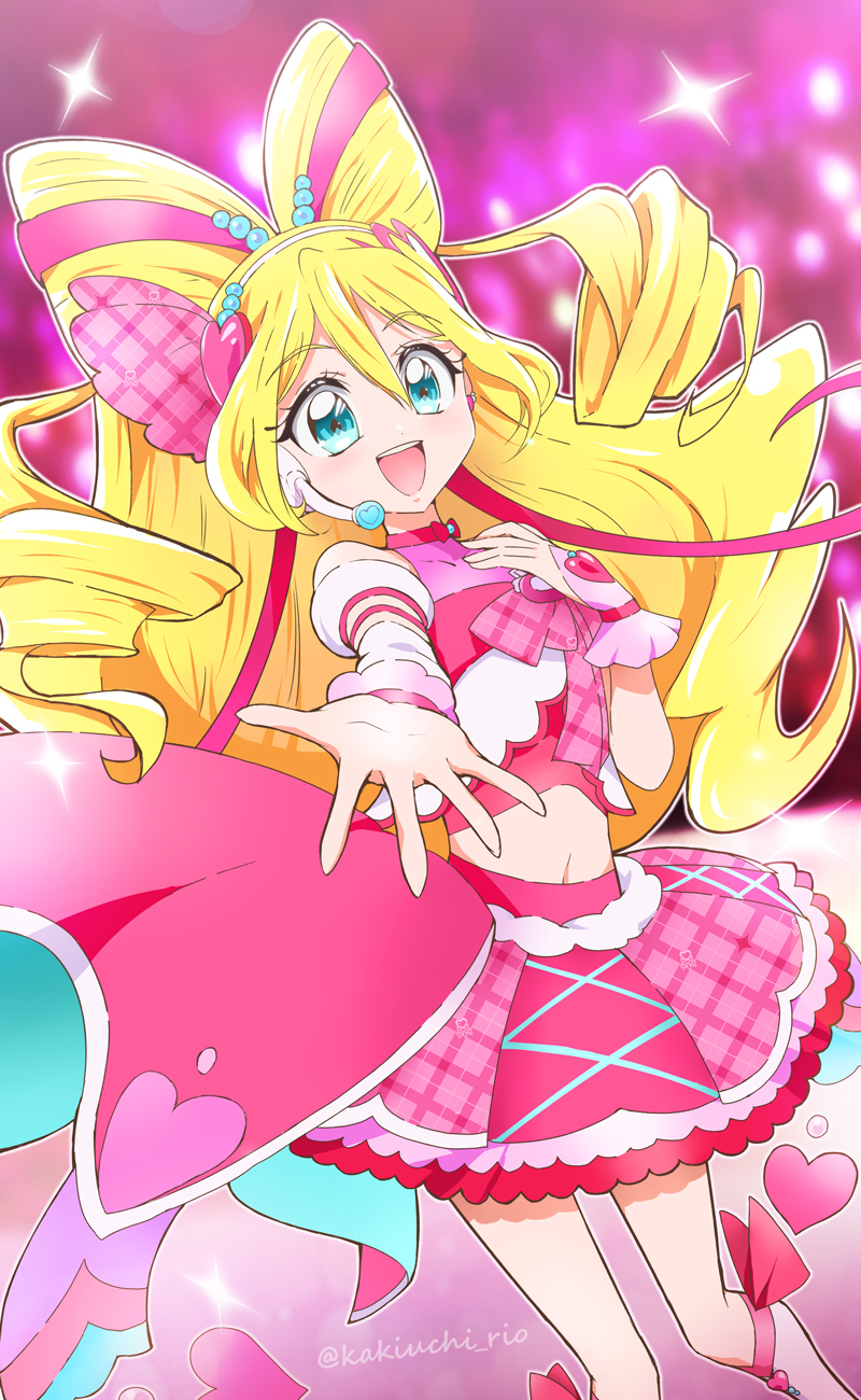 1girl, :d, anime_coloring, arm_warmers, blonde_hair, blue_eyes, blush, boots