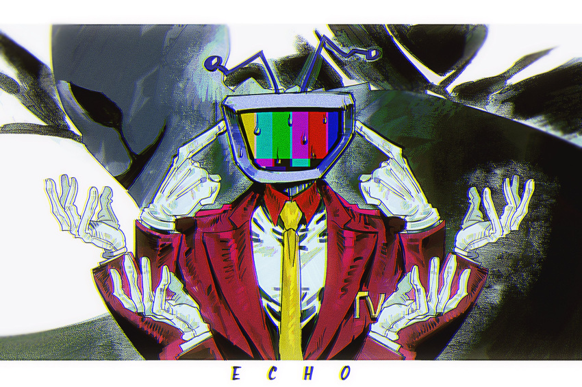 2boys, ant_tenna, blackmaro1, crt, deltarune, echo_(vocaloid), extra_arms, fingers_to_head