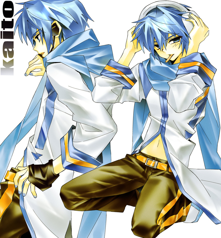 00s, 1boy, absurdres, blue_eyes, blue_hair, blue_nails, blue_scarf, coat