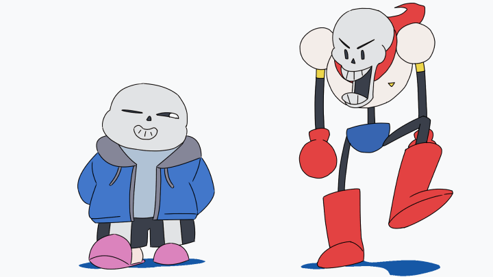 2016, 2boys, 2d, animated, animated_gif, armor, black_shorts, blue_jacket, blue_shorts, boots, brothers, cape, digital_media, duo, full_body, gloves, grey_hood, hammer_space, hands_in_pockets, height_difference, hiyakim, holding, holding_sock, hood, hood_down, hooded_jacket, humanoid, jacket, looping_animation, male, male_focus, male_only, monster, monster_boy, multiple_boys, open_clothes, open_jacket, open_mouth, papyrus_(undertale), pink_slippers, red_boots, red_cape, red_gloves, sans_(undertale), shirt, shorts, siblings, simple_background, skeleton, slippers, socks, striped_shorts, teeth, undead, undertale, utdr_(toby_fox), v-shaped_eyebrows, walking, white_armor, white_background, white_shirt, white_socks, white_stripes