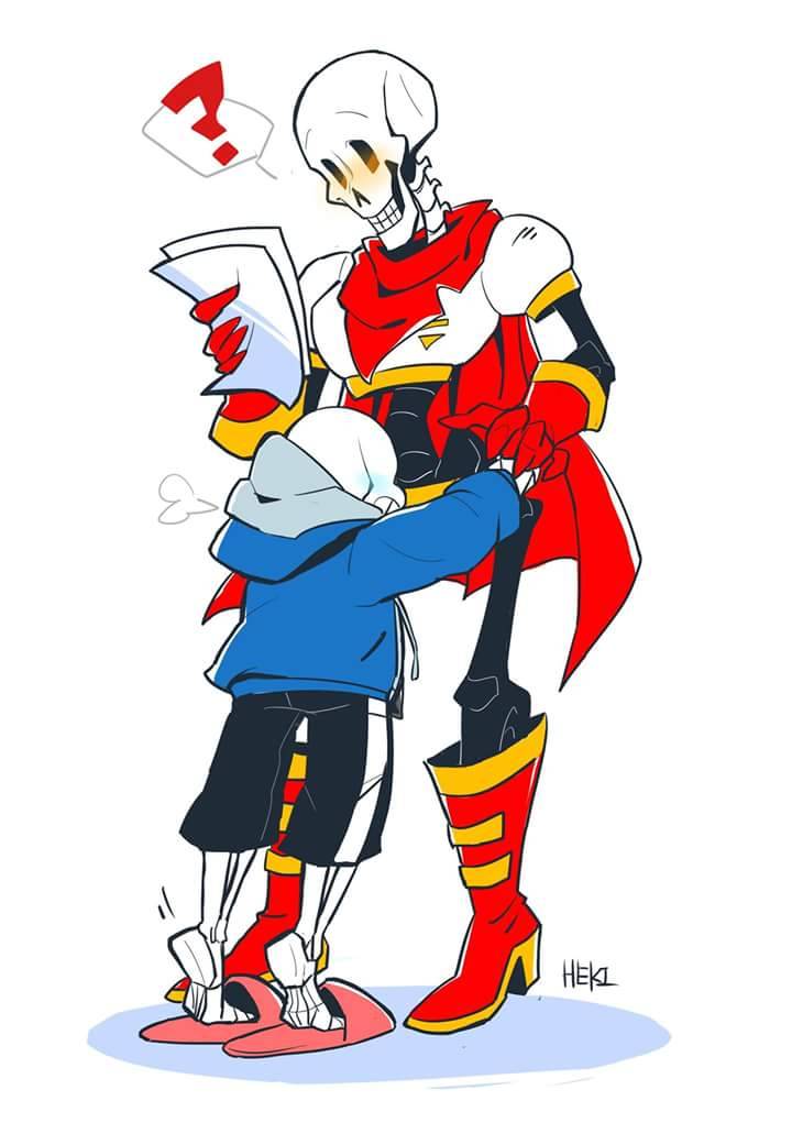 2017, 2boys, 2d, ?, armor, artist_name, black_shorts, blue_hood, blue_jacket, blue_shorts, boots, brothers, cape, colored_shadow, digital_media, drawstring, duo, full_body, gloves, height_difference, heki_(miss60250), high_heel_boots, holding, holding_paper, hood, hood_down, hooded_jacket, hug, humanoid, jacket, looking_at_another, looking_down, male, male_focus, male_only, monster, monster_boy, multiple_boys, open_clothes, open_jacket, paper, papyrus_(undertale), pink_slippers, red_boots, red_cape, red_gloves, sans_(undertale), shorts, siblings, simple_background, skeleton, slippers, spoken_question_mark, standing, striped_shorts, teeth, tiptoes, undead, undertale, utdr_(toby_fox), white_armor, white_background, white_stripes