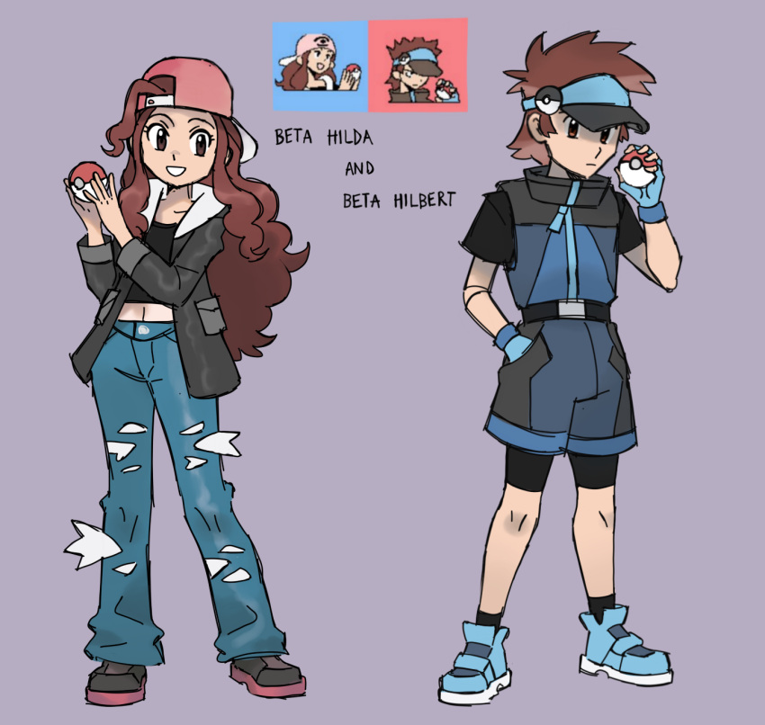 1boy, 1girl, 2024_pokemon_teraleak, backwards_hat, baseball_cap, bike_shorts, bike_shorts_under_shorts, black_jacket