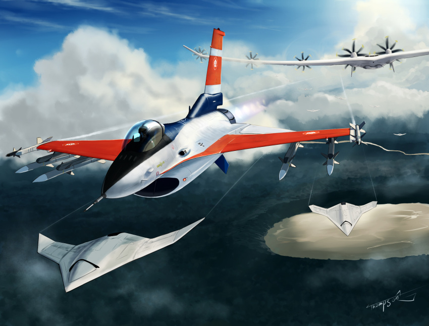 ace_combat, ace_combat_7, aircraft, airplane, arsenal_bird, artist_name, clouds, contrail