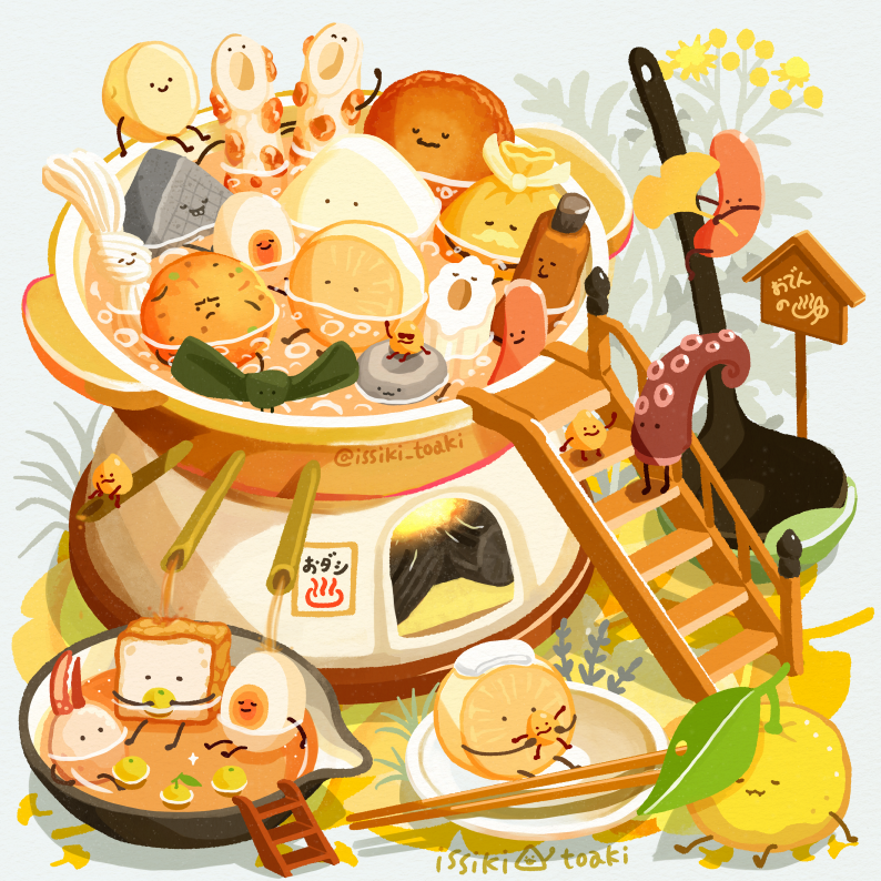 artist_name, bird, bowl, chopsticks, closed_eyes, cooking, cooking_pot, egg