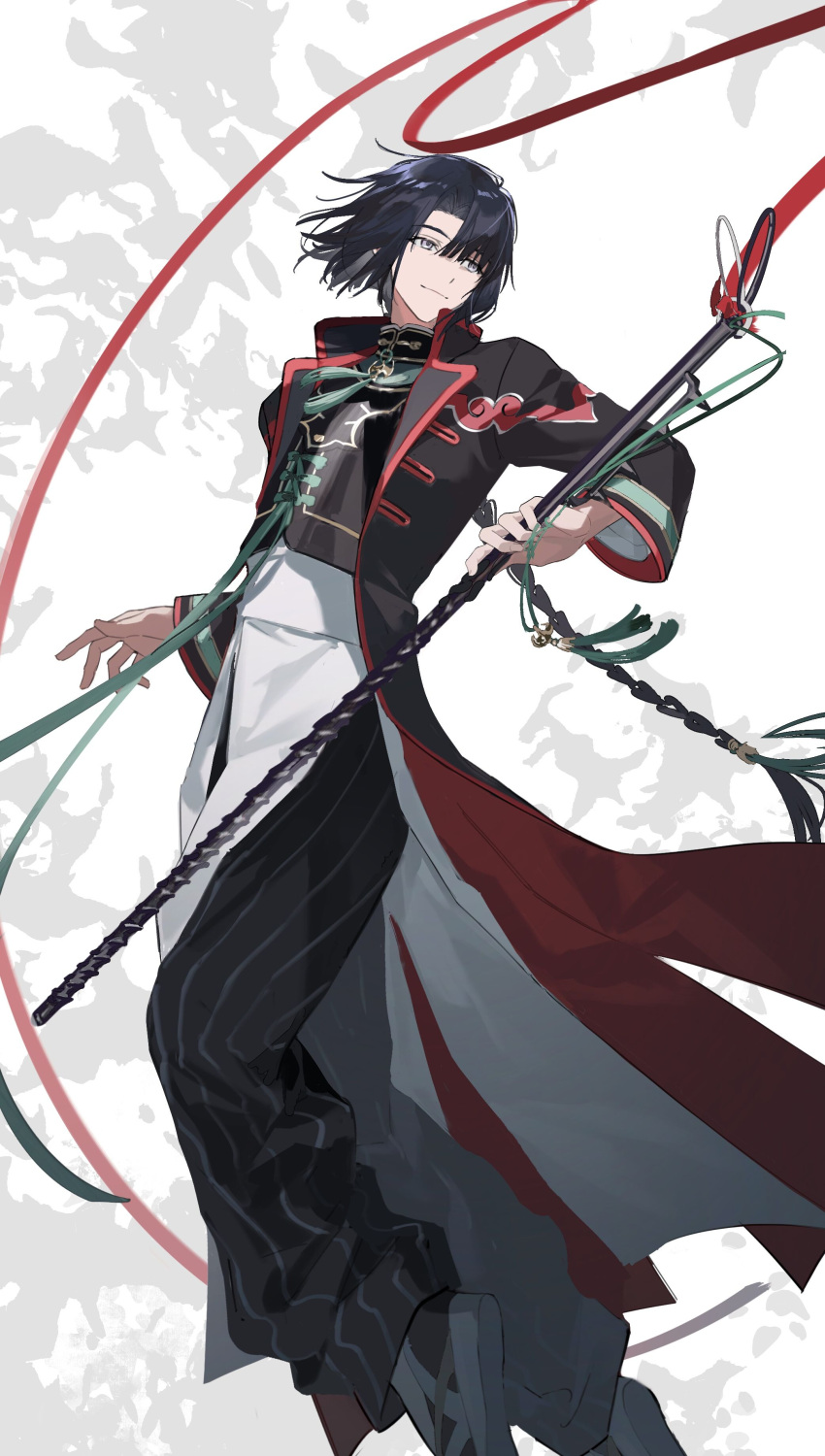 1boy, absurdres, ameinu, black_coat, black_hair, braid, changpao, chinese_clothes