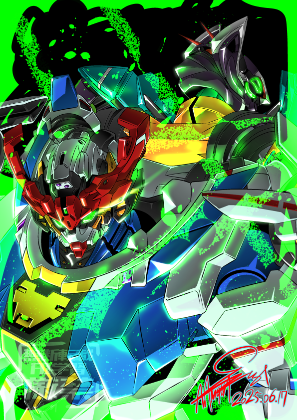funnels_(gundam), gfred, glowing, glowing_eyes, gquuuuuux, green_eyes, gundam, gundam_gquuuuuux