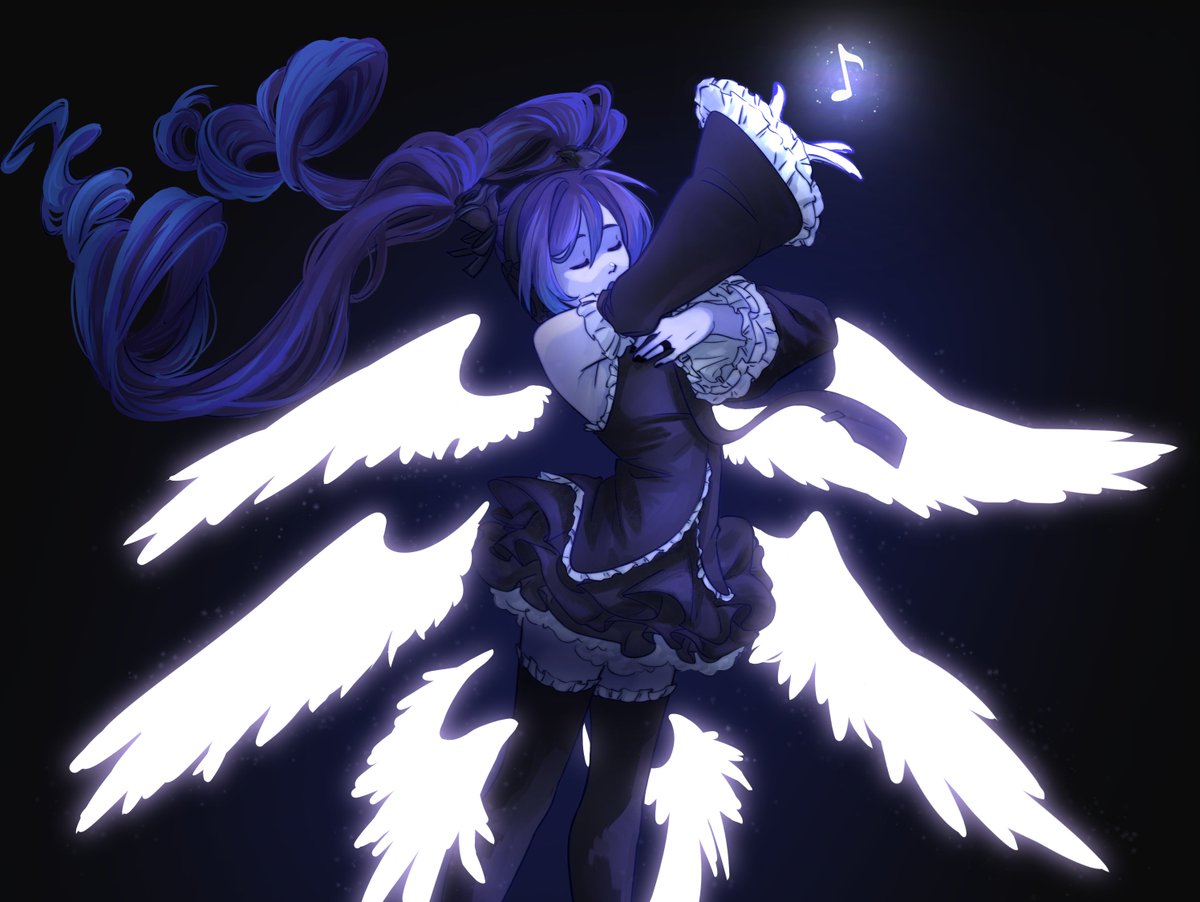 1girl, angel, angel_wings, bare_shoulders, black_background, black_flower, black_nails, black_rose