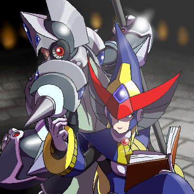 1boy, 1girl, android, armor, berkana_(mega_man), blonde_hair, blue_eyes, book