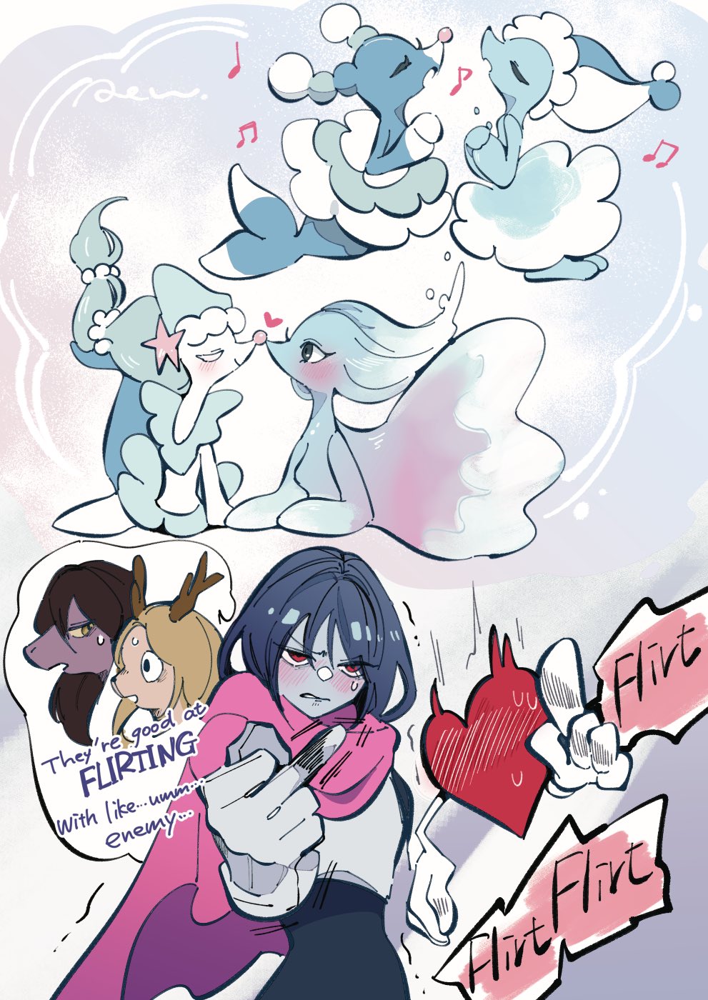 4girls, 4others, angry, antlers, brionne, cape, crossover, deer_girl