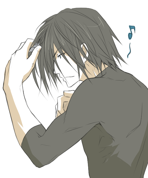 1boy, akame_ga_kill!, black_hair, black_shirt, blue_eyes, brushing_hair, bulat, comb