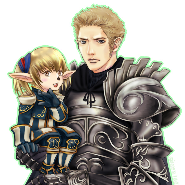 armor, blue_eyes, boots, brown_eyes, brown_hair, carrying, dissidia_012_final_fantasy, dissidia_final_fantasy