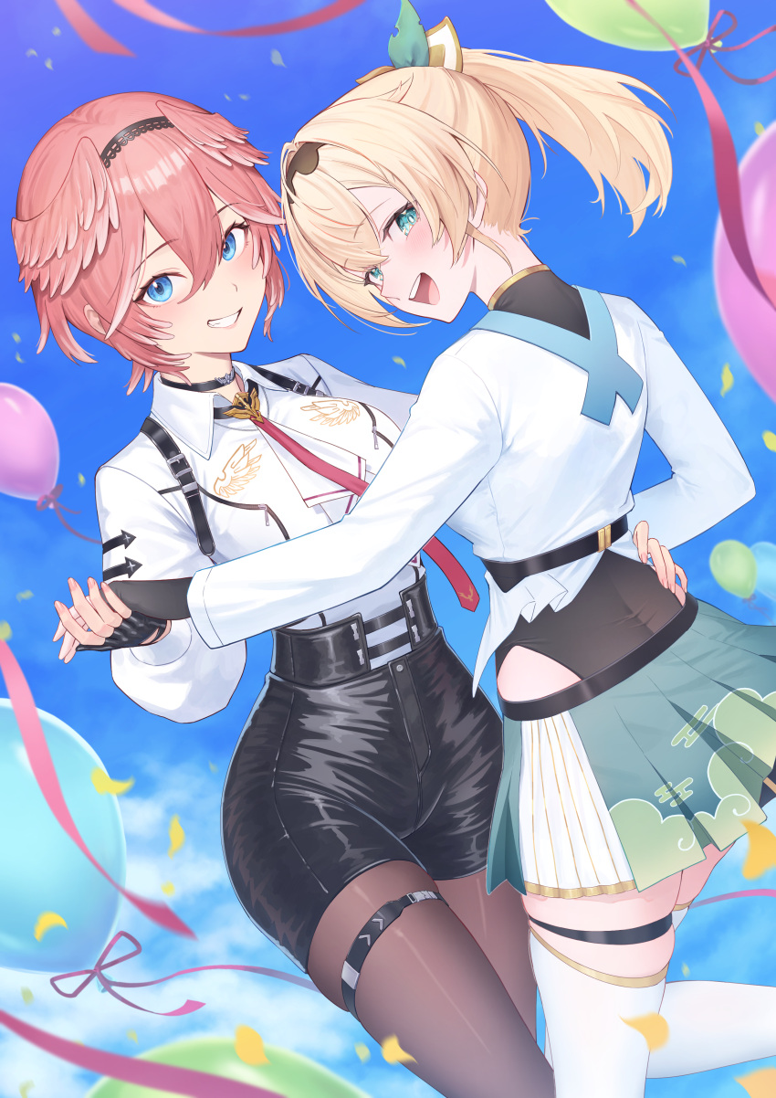 absurdres, black_gloves, blonde_hair, blue_eyes, blush, breasts, fingerless_gloves, gloves