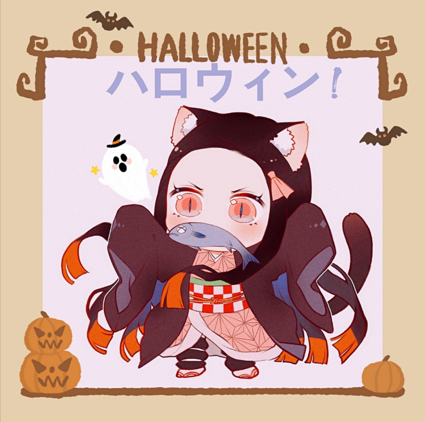 1girl, animal_ears, cat_ears, cat_girl, cat_tail, demon_girl, fish, highres