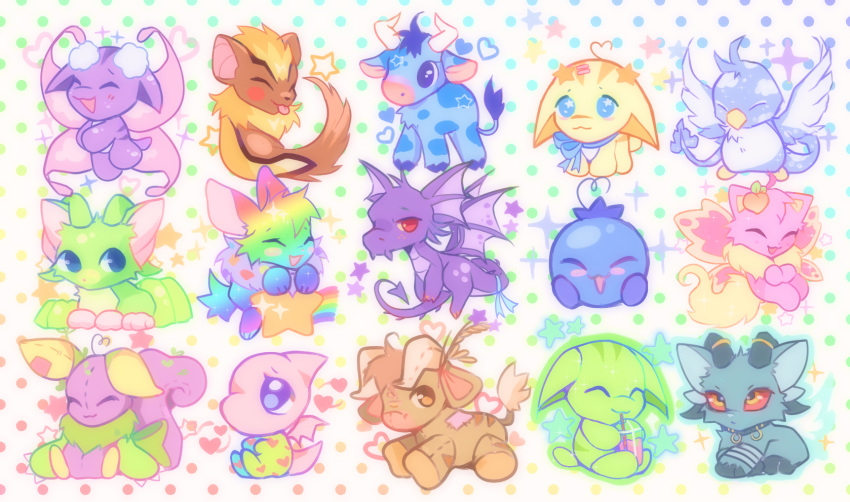 acara, animal_focus, baby_neopet, bird, blue_bow, blueberry, bow, chibi