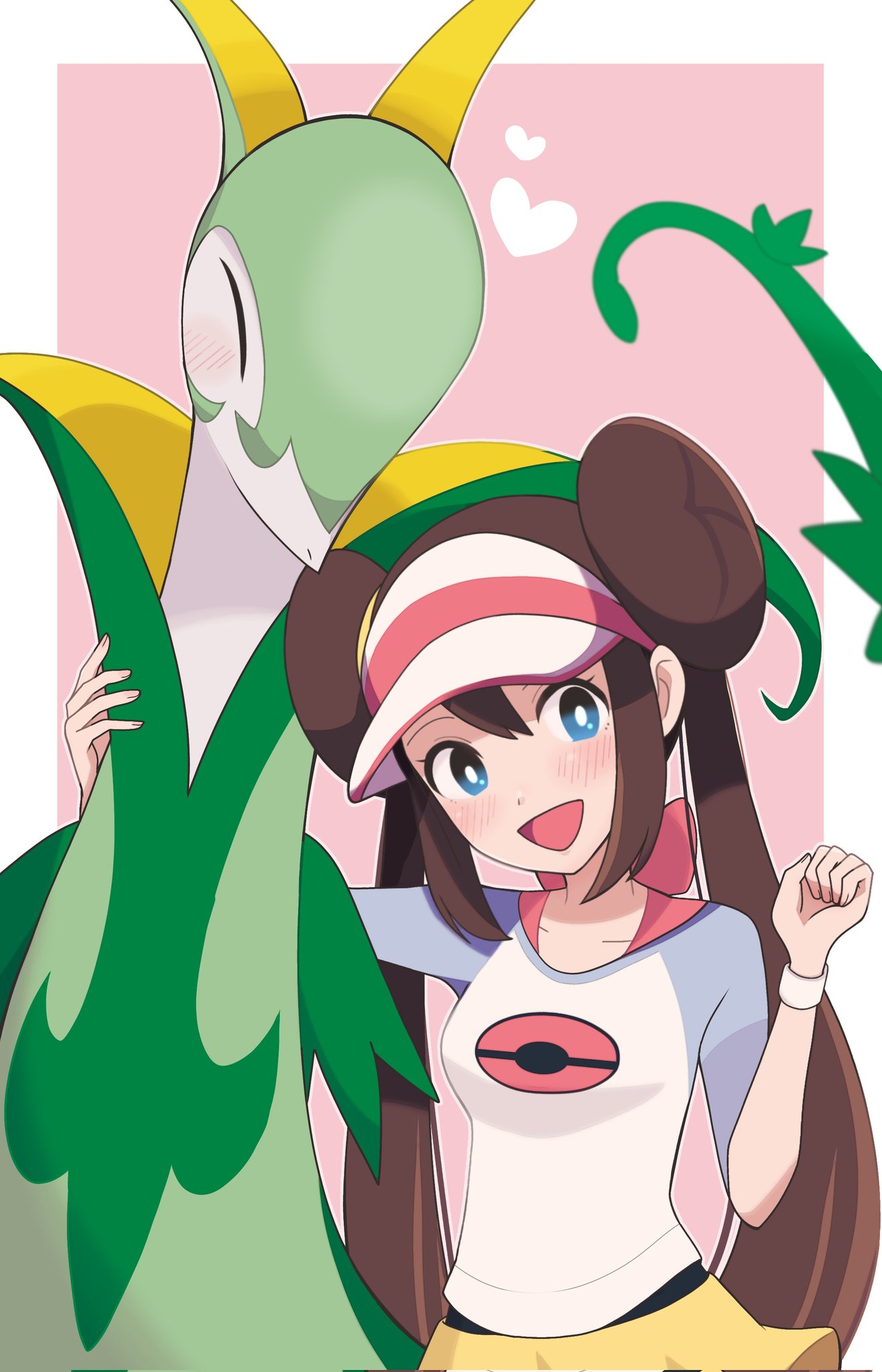 1girl, :d, affectionate, blue_eyes, blush, bright_pupils, brown_hair, clenched_hand