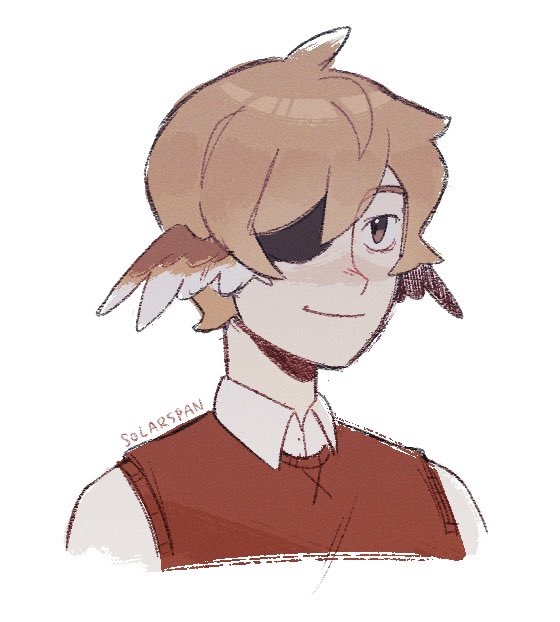 1boy, adapted_costume, animification, bird_boy, brown_eyes, brown_hair, commentary, cowlick