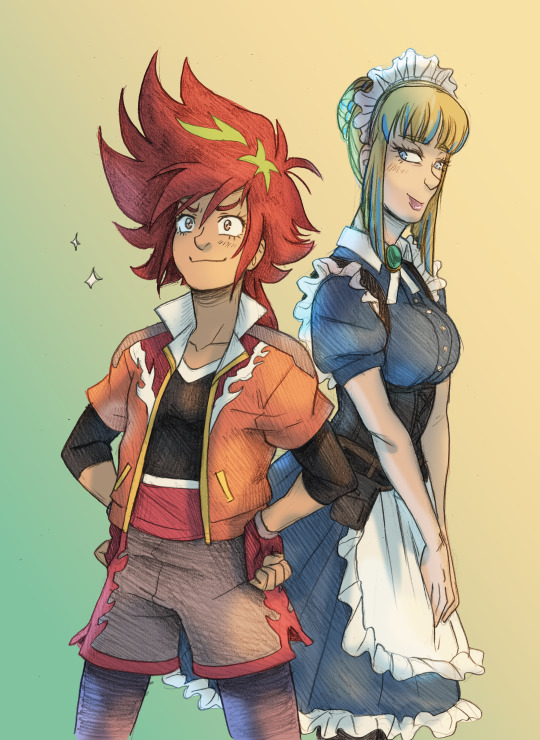 2girls, bad_link, beyblade, beyblade_x, black_tank_top, blonde_hair, blue_eyes, breasts