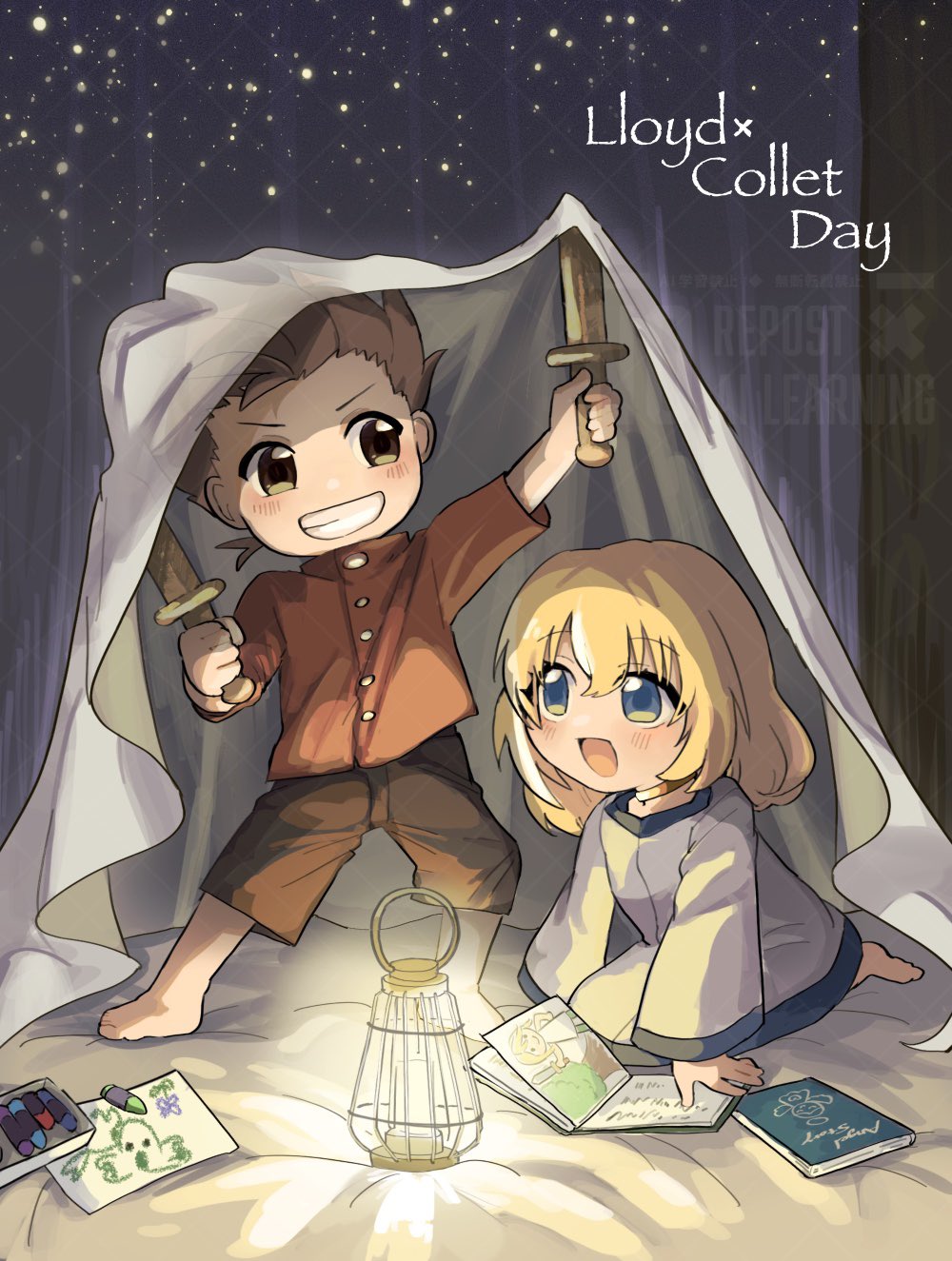 barefoot, bed, bed_sheet, black_shorts, blonde_hair, blue_eyes, book, brown_eyes
