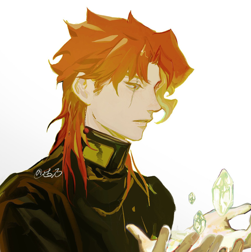 1boy, black_jacket, crystal, danai_ym, gakuran, glowing, highres, jacket