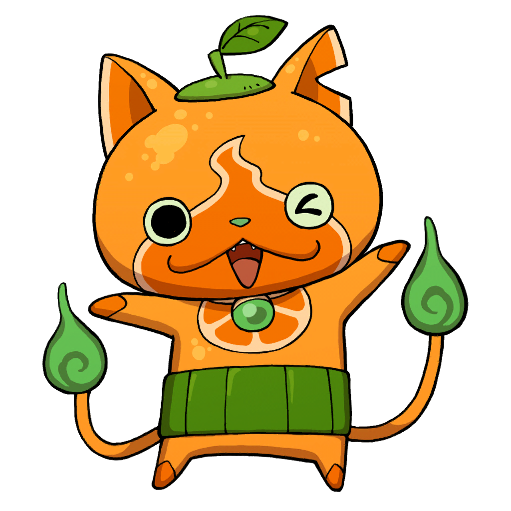 cat, fire, flame-tipped_tail, full_body, haramaki, leaf, looking_at_viewer, mikannyan