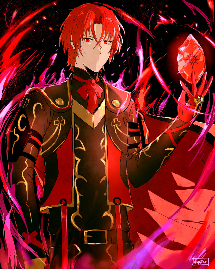 1boy, absurdres, black_cape, cape, closed_mouth, crossed_bangs, dark_persona, fire_emblem