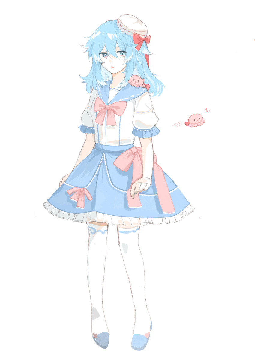 1girl, absurdres, blue_eyes, blue_hair, blue_sailor_collar, blue_skirt, bow, bowtie