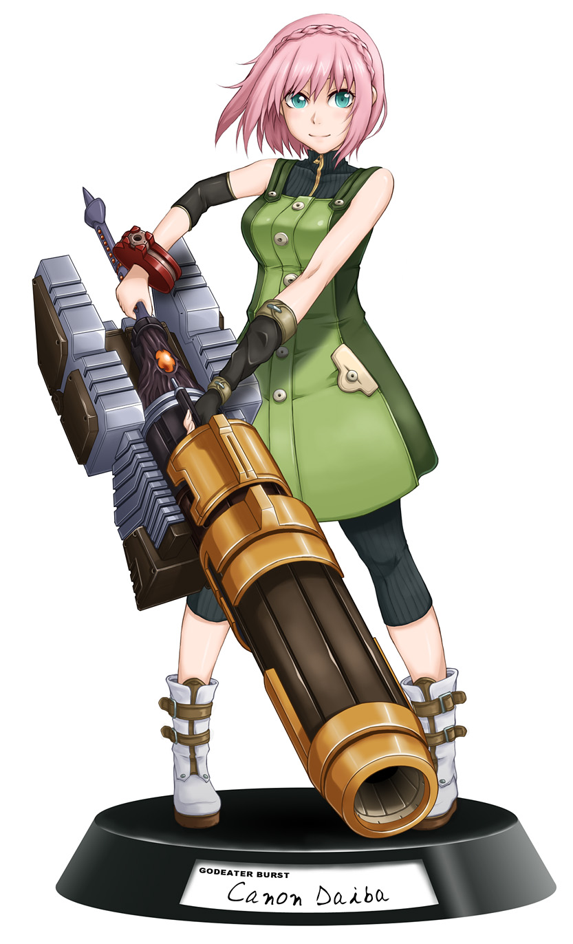 bad_id, black_gloves, blue_eyes, boots, bracelet, braid, capri_pants, daiba_kanon