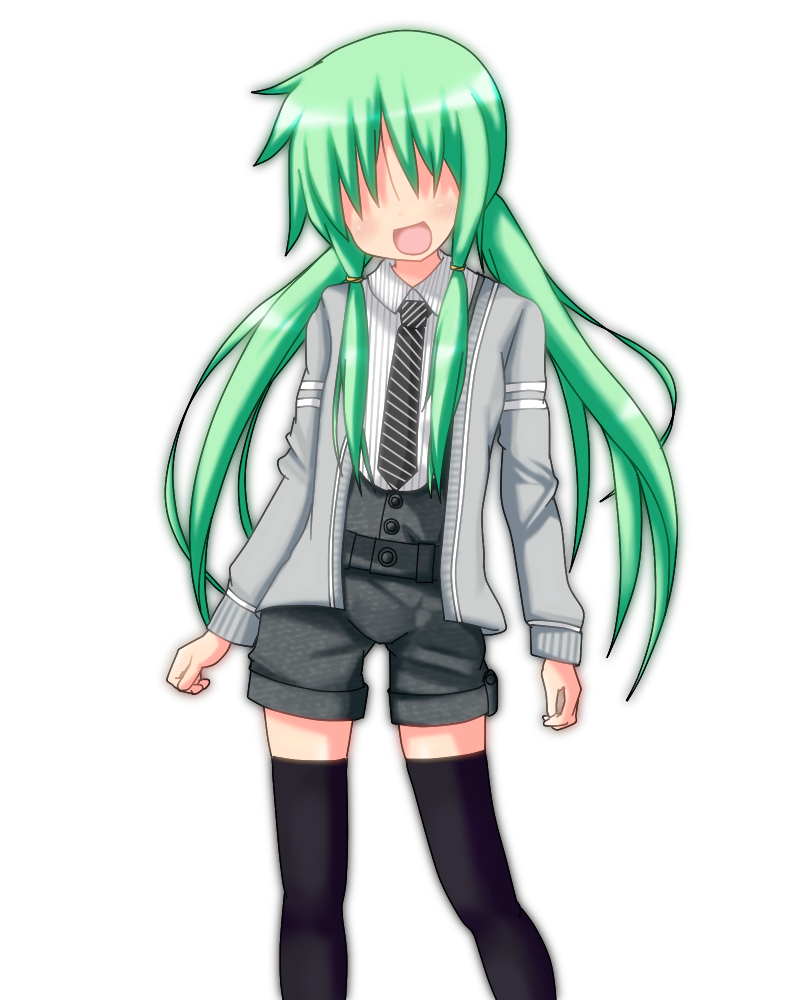 hair_over_eyes, jacket, long_hair, lucky_star, mai_(t-5), mai_t-5, thigh-highs, thighhighs